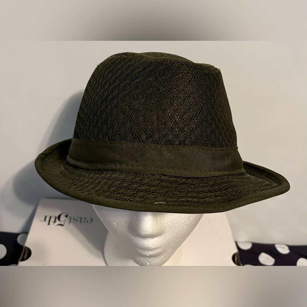 “Hana” Olive Green Classic Soft Mesh Fedora Hat Size L/XL Mens or Womens
